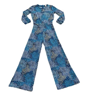 The Limited Blue White Spread Dot Wide Leg Jumpsuit Romper Slinky - Picture 1 of 9