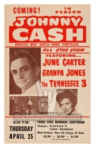 PÓSTER DE GUITARRA JOHNNY CASH 1963 COUNTRY ROCK 11x17 FARGO ND FOLSOM PRISON BLUES - Imagen 1 de 1