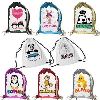 DAILYGIFTS Personalisiert mit beliebigem Namen Tier Design Kordelzugbeutel Schule Kindergarten PE Geschenk 31