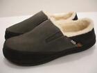 Acorn Men's 8 M Fleece-Lined Rambler Moccasin Slippers Gray Suede Leather Loafer