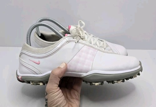 Y2K Nike Scarpe da golf sportive Ace Air in pelle bianca rosa pastello WMS 7