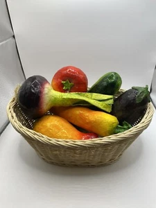 Lote de 6 verduras vintage de papel maché de otoño con cesta - Imagen 1 de 10