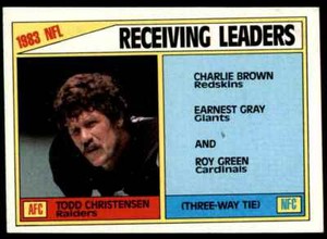 1984 Topps Todd Christensen/Charlie Brown/Earnest Gray/Roy Green #203 fRwblu