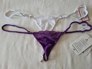 New Wicked Weasel Bamboo 683 Thong Knickers x 2 - Purple White XLarge New Sizing - Picture 1 of 11
