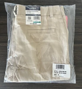 NWT IZOD Boy's Stretch Adjustable Waist Pant Khaki Size 16 - Picture 1 of 5