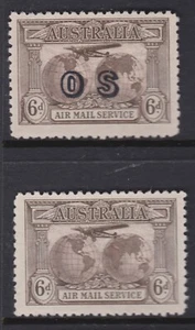 1931 6d Sepia Kingsford Smith AIR MAIL SERVICE AUSTRALIA incl. OS Official MH - Picture 1 of 2