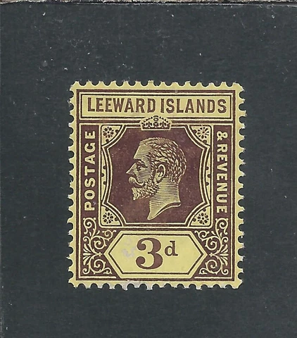 LEEWARD IS 1912-22 3d PURPLE/YELLOW WHITE BACK MINT SG 51a CAT £95 Cover