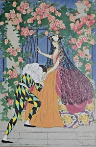 ART NOUVEAU Pierrot Columbine GOBBI Carte Postale Majestic 2474 Postcard CPA - Picture 1 of 3