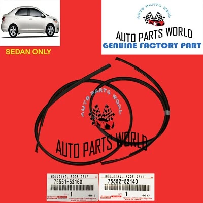 GENUINE TOYOTA 07-11 YARIS SEDAN RIGHT & LEFT ROOF DRIP SIDE FINISH MOULDING SET - Image 1 of 4