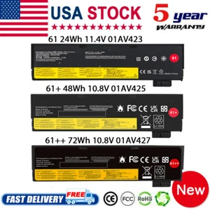 72Wh Battery for Lenovo ThinkPad T470 T480 T570 P51S 01AV427 01AV428 01AV423 61+ - Picture 1 of 24