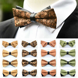 Men's Wood Faux Leather Stylish Pre Tied Bow Tie Wedding Party Formal Necktie 