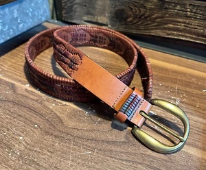 Cinturón Trafalgar Para Hombre Trenzado Cuero Látigo Diseño Hebilla de Latón Marrón 36 - Imagen 1 de 6
