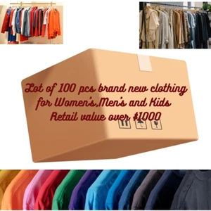 100 Pcs Branded Women's,Men’s ,Kids Clothing Lot, Mix Sizes Colors & Style New - Picture 1 of 1