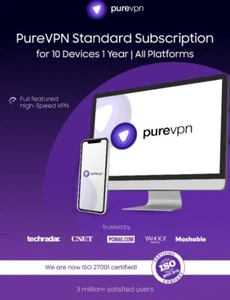 PureVPN Standard Subscription for 10 Devices 1 Year | All Platforms - Picture 1 of 1