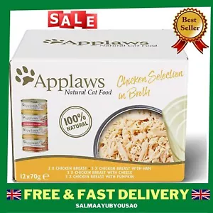 More details for applaws natural wet cat food multipack chicken selection in broth 12x70g tin