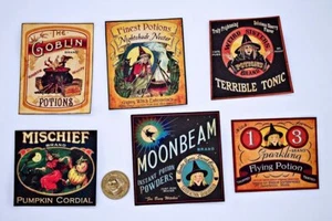 6~Halloween~De colección~Poción~Botella~Etiqueta~Corte quisquilloso~Cartas de lino~Pegatinas - Imagen 1 de 1