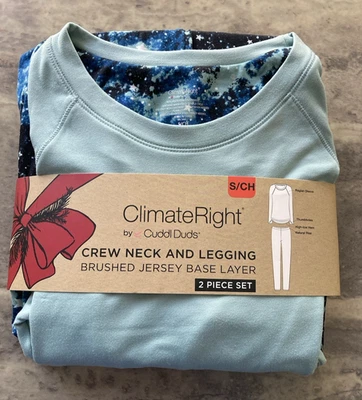 ClimateRight by Cuddl Duds Mujer Pequeño 2 Piezas Conjunto de Capa Base-Espuma de Mar Cielo Foto 1 de 4