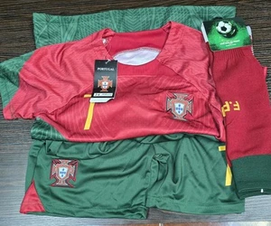 Portugal National Team Kids Sz 24 Retro Soccer Kit Cristiano Ronaldo & Socks Ed. - Picture 1 of 8