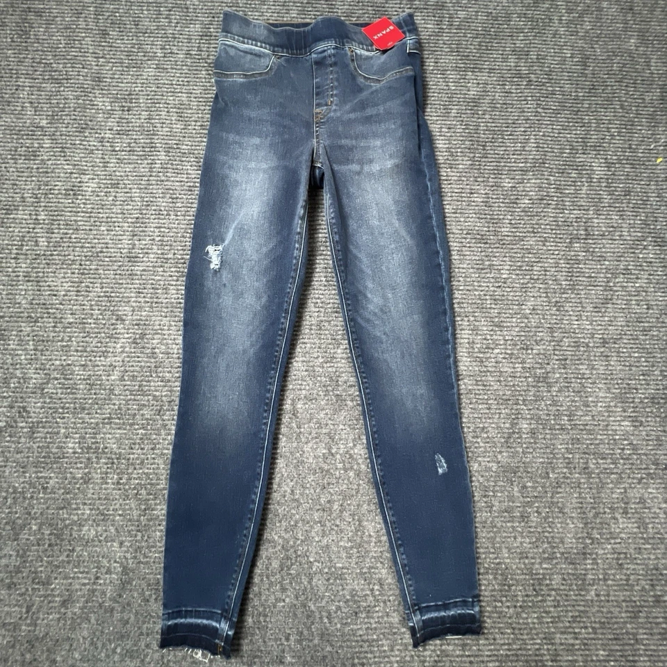 Spanx Ankle Legging Jeans Size M Pockets Pull On Stretch Distressed 20203R EUC