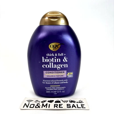 Acondicionador voluminizador OGX grueso y completo + biotina y colágeno sin sulfato 13 OZ Foto 1 de 4