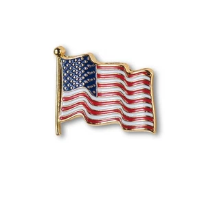 Gewellte wehende amerikanische Flagge Anstecknadel Made in USA handbemalt schön NEU - Bild 1 von 4