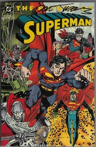 Return of Superman DC COMIC BOOK SIGNED X3 Dan Jurgens Bogdanove Brett Breeding  - Picture 1 of 3