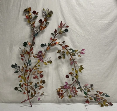 43” x 43” Vintage MCM Dorado Italiano Colgante de Pared Árbol Escultura con Flores Foto 1 de 4