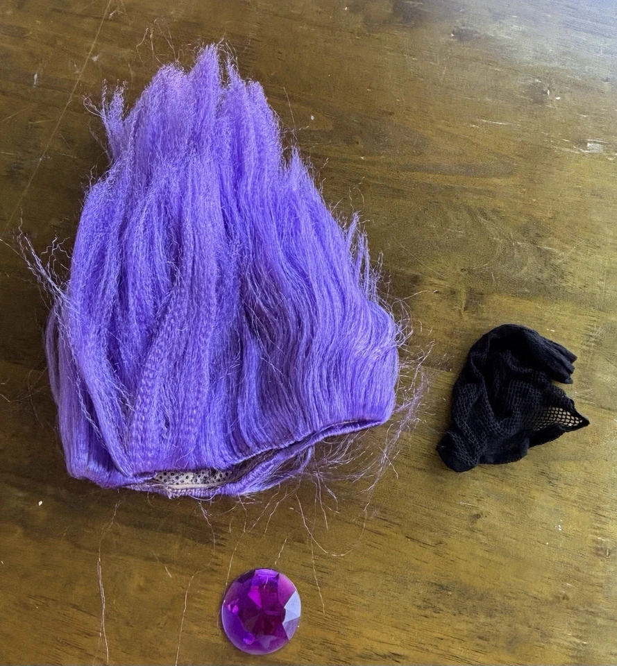 Peluca Troll Púrpura Adulto Talla Única Con Joya Vientre Púrpura, Disfraz Halloween Foto 1 de 4