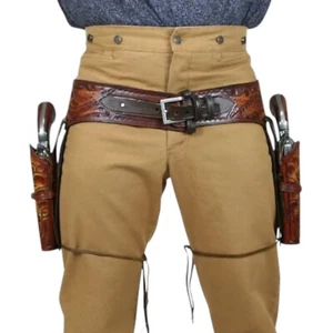 Western Dual Gun Holster Belt Revolver Pistol Cowboy .22 .35/357 .44/45 Cal - Picture 1 of 4