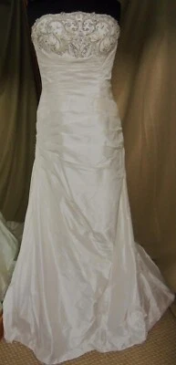 НОВОЕ свадебное платье русалки Piccione от Alfred Angelo No433 размер 12 Lt шелк цвета слоновой кости - Изображение 1 из 4