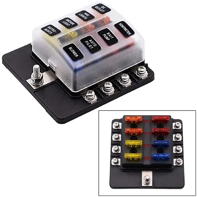8 Way Blade Fuse Box Block & Auto Marine FuseBox Holder 12V 32V Bus Bar Car Kit - Image 1 of 4