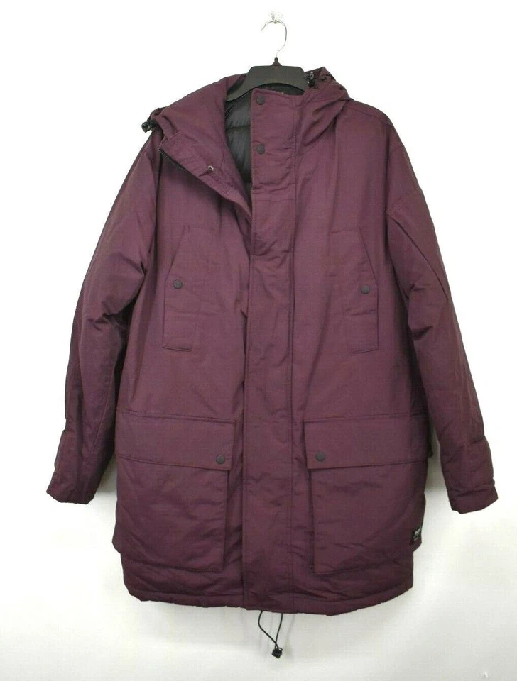 WeSC Mens Burgundy All Weather Parka Hooded Zip Front Cotton Blend $438 M - Image 1 of 4