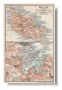 MALTA map Valletta 1934 ORIGINAL Antique plan map Repubblika ta' Malta - Picture 1 of 8