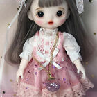 Full Set 1/8 Bjd Doll Sd 16Cm Joints Girl Pink Lace Dress Outfits Eyes Hair Wigs