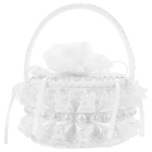 Ring Box Bride Burlap Flower Girl Basket for Weddings Flowergirl - Imagen 1 de 12