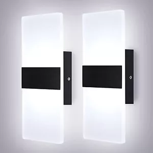 2Pack White 6W Modern Sconce LED Wall Light Up Down Lamp Indoor Outdoor Lighting - Picture 1 of 12
