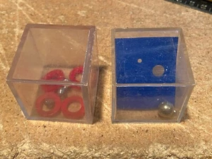 2 Vintage Game Puzzle Cubes (Metal Balls & Plastic RIngs) Pre-Owned w/Wear x1 - Picture 1 of 9
