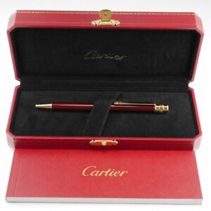 Cartier must 2 Santos Bordeaux Lacquer GT Ballpoint Pen (MINT) FREE SHIPPING