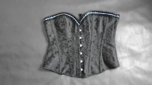 Corsetto 2X Increspature Disossate Strass Lacci Nero Jacquard Damascato - Foto 1 di 6