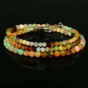 925 Sterling Silver Genuine Ethiopian Opal Beads Necklace Handmade Jewelry @52 - Picture 1 of 6
