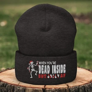 Gorro tejido Navidad When You're Dead Inside Jolly AF para hombre mujer - Imagen 1 de 31