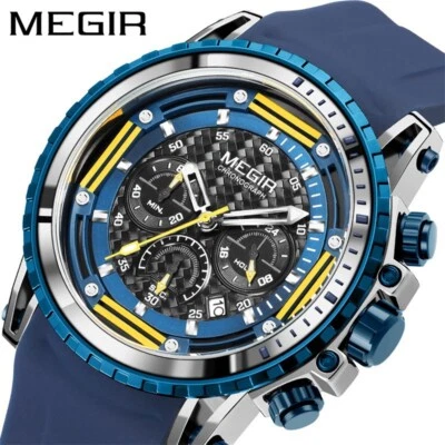 MEGIR Reloj Deportivo Hombre Cuarzo Impermeable Cronógrafo Correa Silicona Reloj Foto 1 de 4