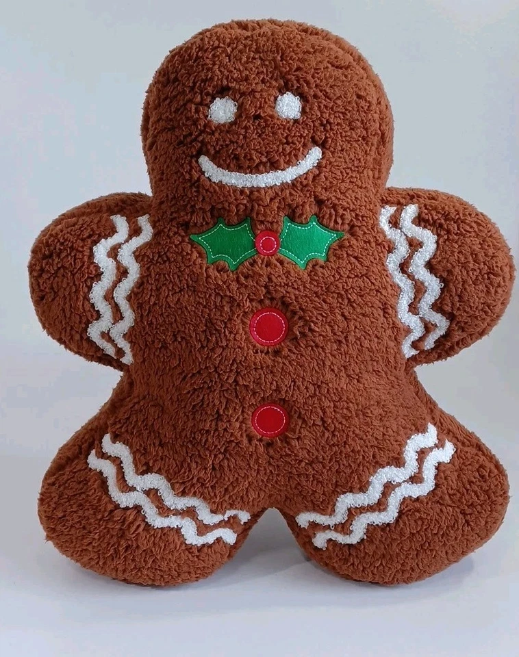 Faux Fur 17x15 Gingerbread Man Brentwood Originals Pillow Christmas Holiday