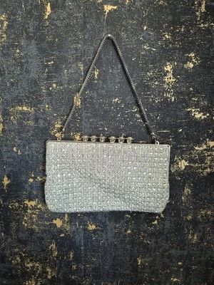 Vintage 1950s Silver & Rhinestone Crystal Clutch Evening Bag/ Purse. - Image 1 of 4