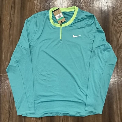 Camiseta Nike Court Dri-FIT 1/4 zíper tênis manga longa azul-petróleo DR6486-653 masculina tamanho GG - Imagem 1 de 4