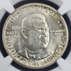 1947-S Booker T. Washington Silver Classic Half Dollar- NGC Grade MS 64 - Picture 1 of 4
