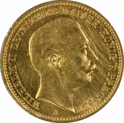 Estados alemanes 1902A - Prusia oro 20 marcos KM521 AU sin certificación #735 Foto 1 de 2