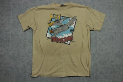 Camisa Mustang P-51 De Colección Para Hombres Grande Bronceada Segunda Guerra Mundial 50 Aniversario Avión Años 90 Foto 1 de 4