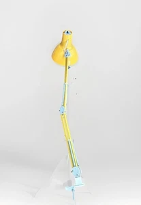 Vintage MCM 36" Yellow LUXO Articulating Arm Table Clamp Mount Lamp Union ID Tag - Picture 1 of 21