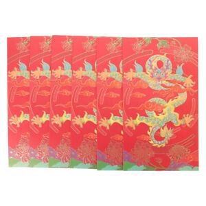 6 Chinese Dragon New Year Red Envelopes 2024 Lucky Money Packets-PT